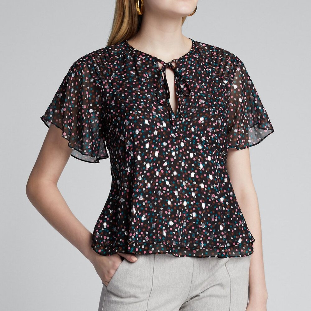 NEW Diane von Furstenberg DVF Mildred Silk-Blend Peplum Top- Work Weekend Style